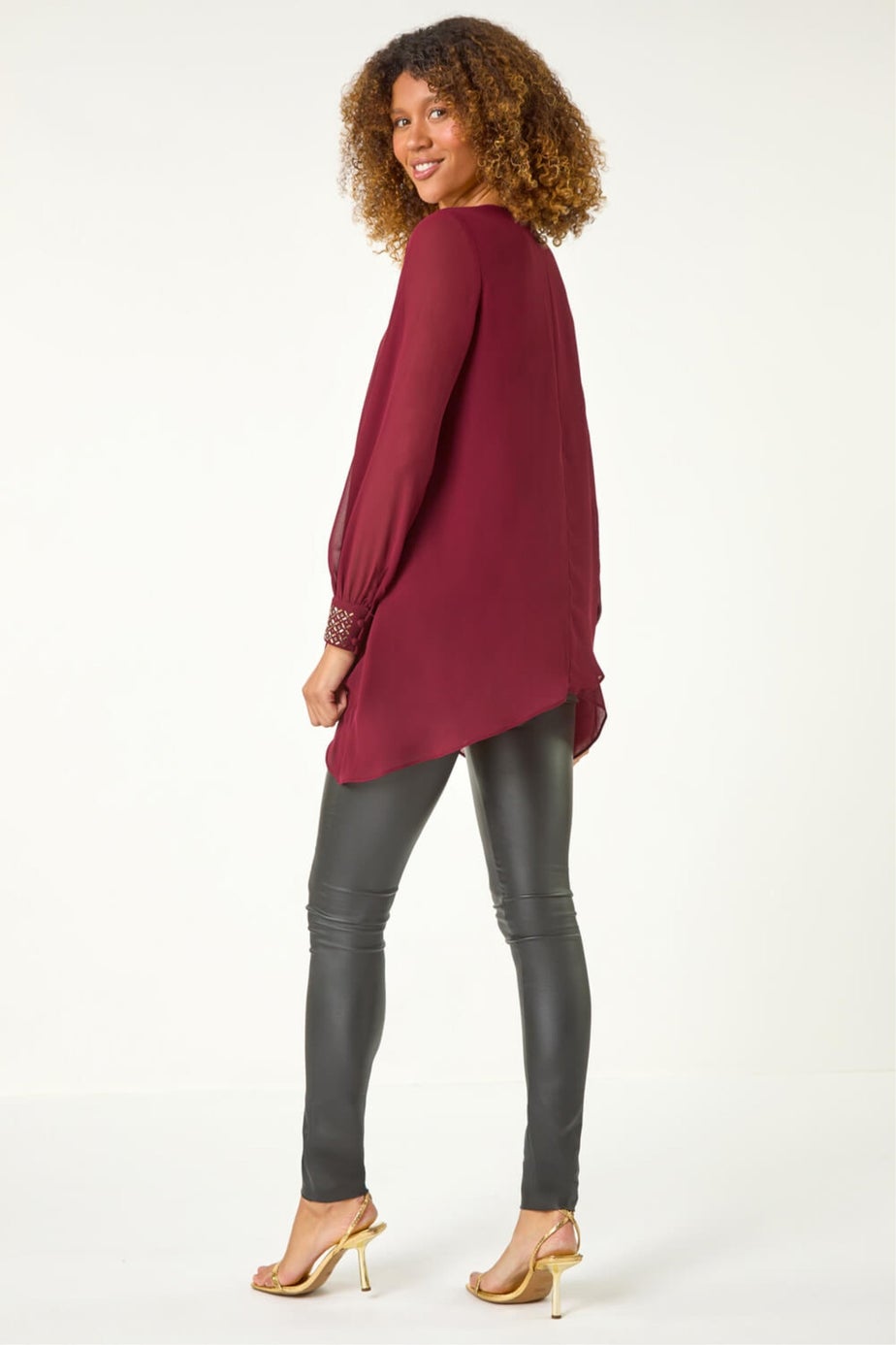 Roman Wine Embellished Detail Layered Top