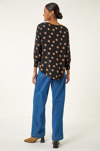Roman Black Spot Print Tunic Top