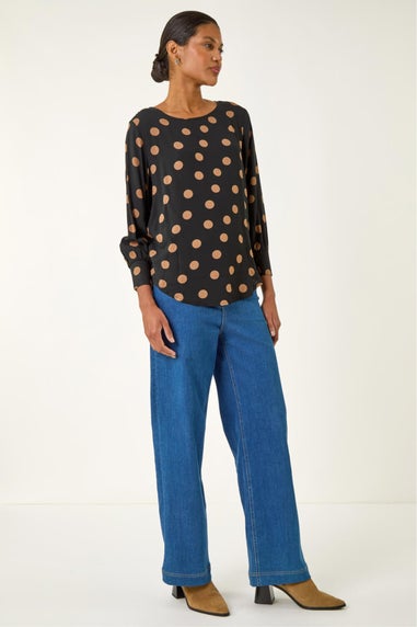 Roman Black Spot Print Tunic Top