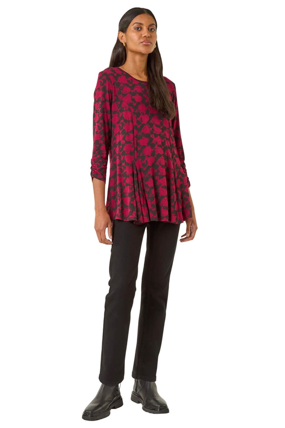 Roman Red Printed Tunic Top