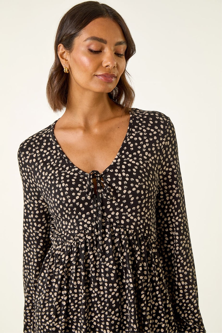 Roman Black Printed Snit Jersey Top