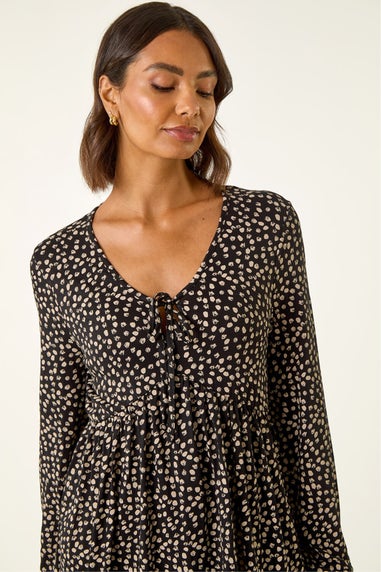Roman Black Printed Snit Jersey Top