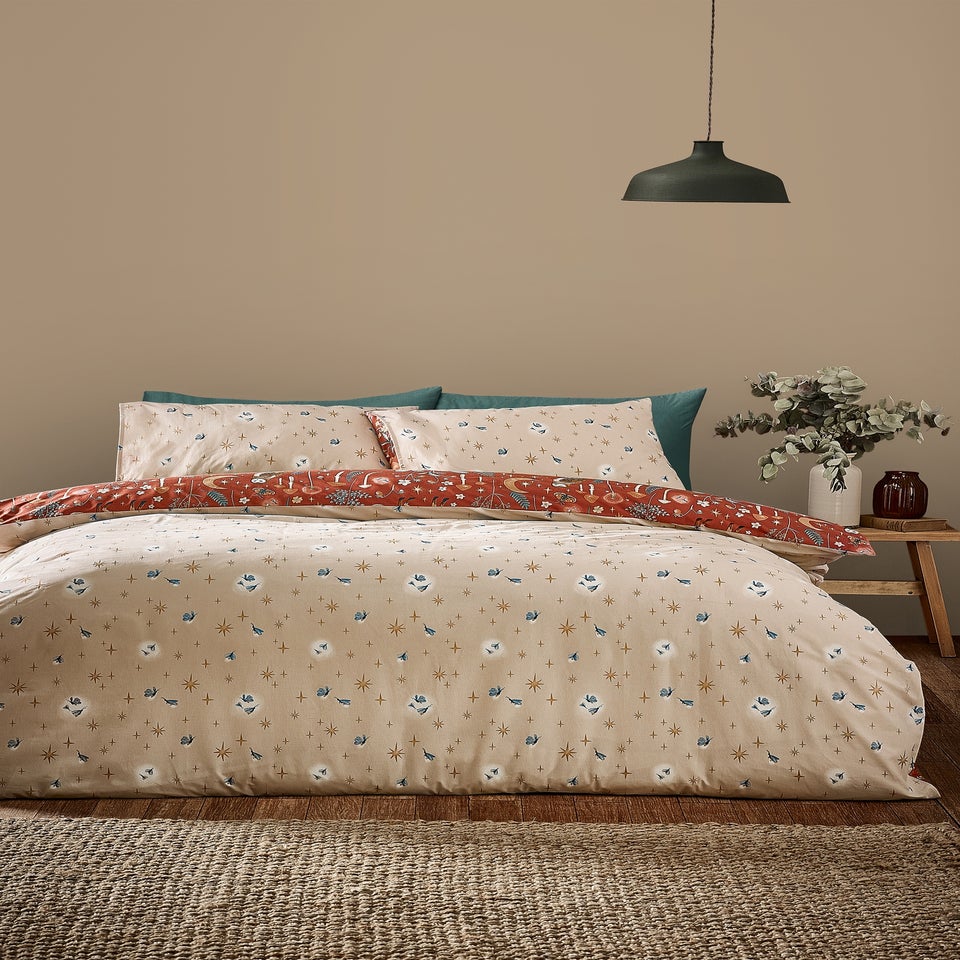 Catherine Lansfield Enchanted Twilight Animals Reversible Duvet Cover Set Burnt Orange