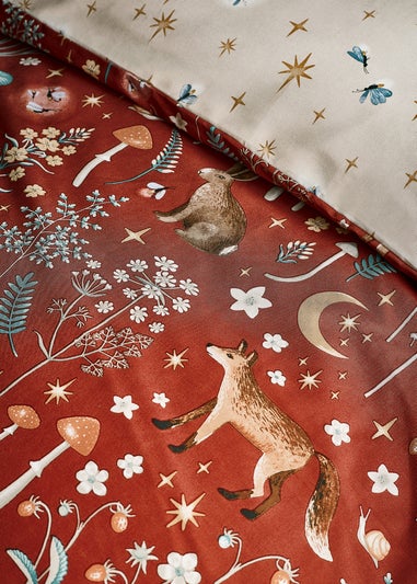 Catherine Lansfield Enchanted Twilight Animals Reversible Duvet Cover Set Burnt Orange