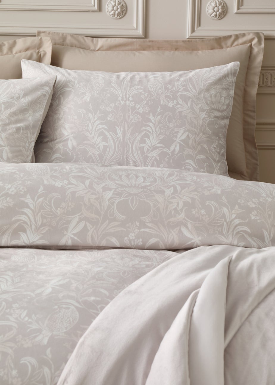 Bridgerton By Catherine Lansfield Regal Birds Soft Velvet Duvet Cover Set Natural