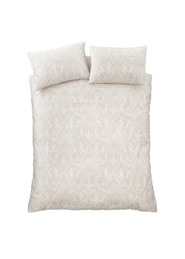 Bridgerton By Catherine Lansfield Regal Birds Soft Velvet Duvet Cover Set Natural