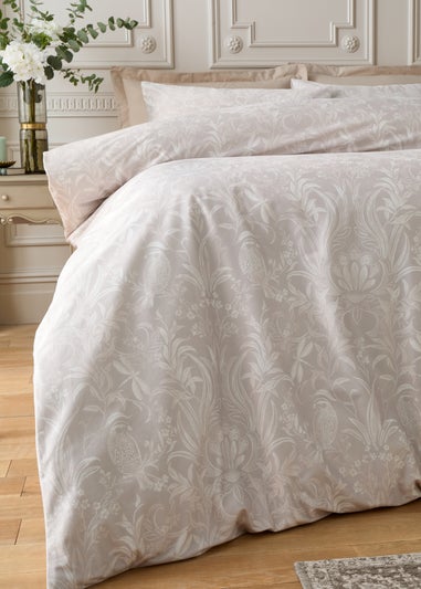 Bridgerton By Catherine Lansfield Regal Birds Soft Velvet Duvet Cover Set Natural