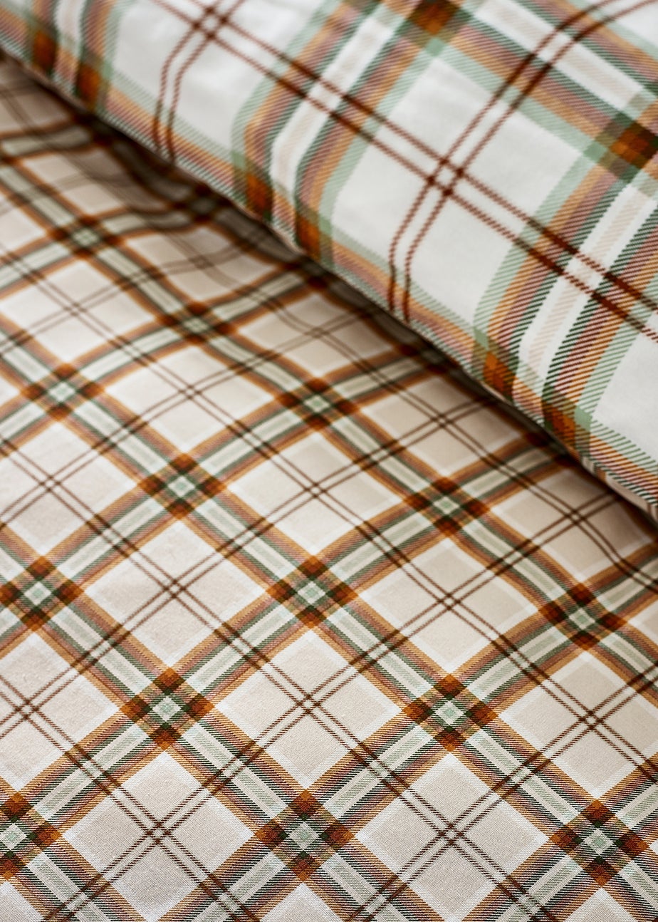 Catherine Lansfield Kelso Check Reversible Duvet Cover Set Burnt Orange