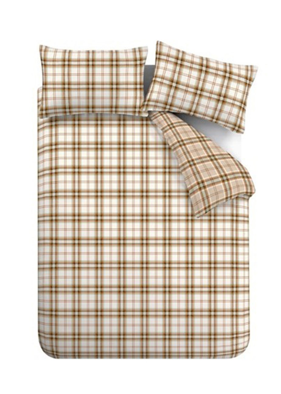 Catherine Lansfield Kelso Check Reversible Duvet Cover Set Burnt Orange
