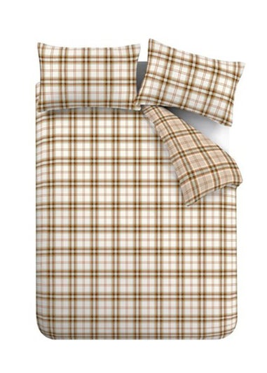 Catherine Lansfield Kelso Check Reversible Duvet Cover Set Burnt Orange