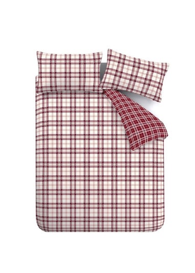 Catherine Lansfield Kelso Check Reversible Duvet Cover Set Plum