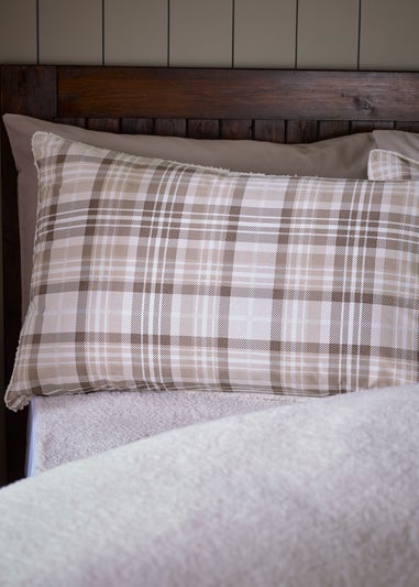 Catherine Lansfield Cosy Sherpa Check Duvet Cover Set Natural