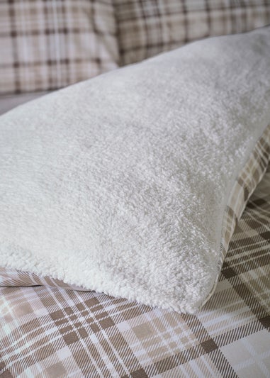Catherine Lansfield Cosy Sherpa Check Duvet Cover Set Natural
