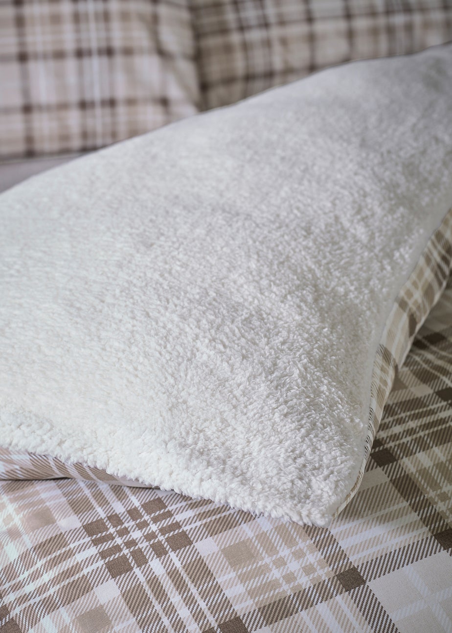 Catherine Lansfield Cosy Sherpa Check Duvet Cover Set Natural