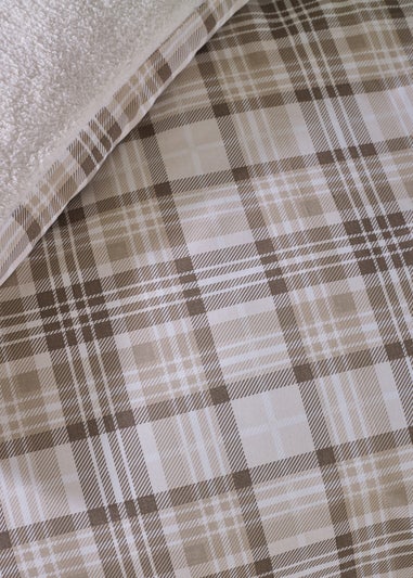 Catherine Lansfield Cosy Sherpa Check Duvet Cover Set Natural