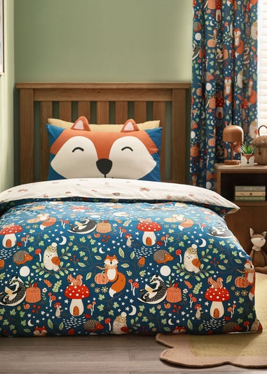 Catherine Lansfield Fox and Woodland Friends Reversible Duvet Cover Set Green