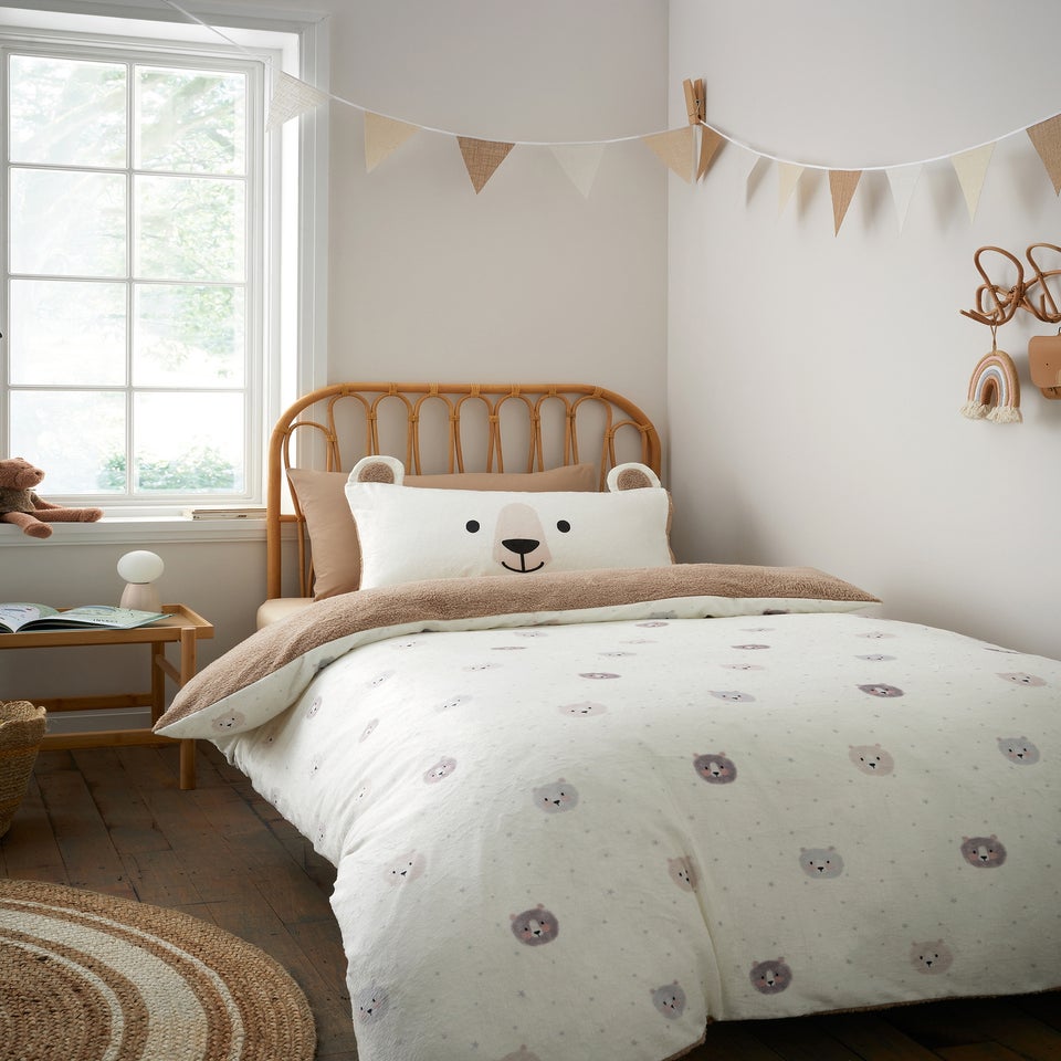 Catherine Lansfield Cosy Bear So Soft Duvet Cover Set Natural