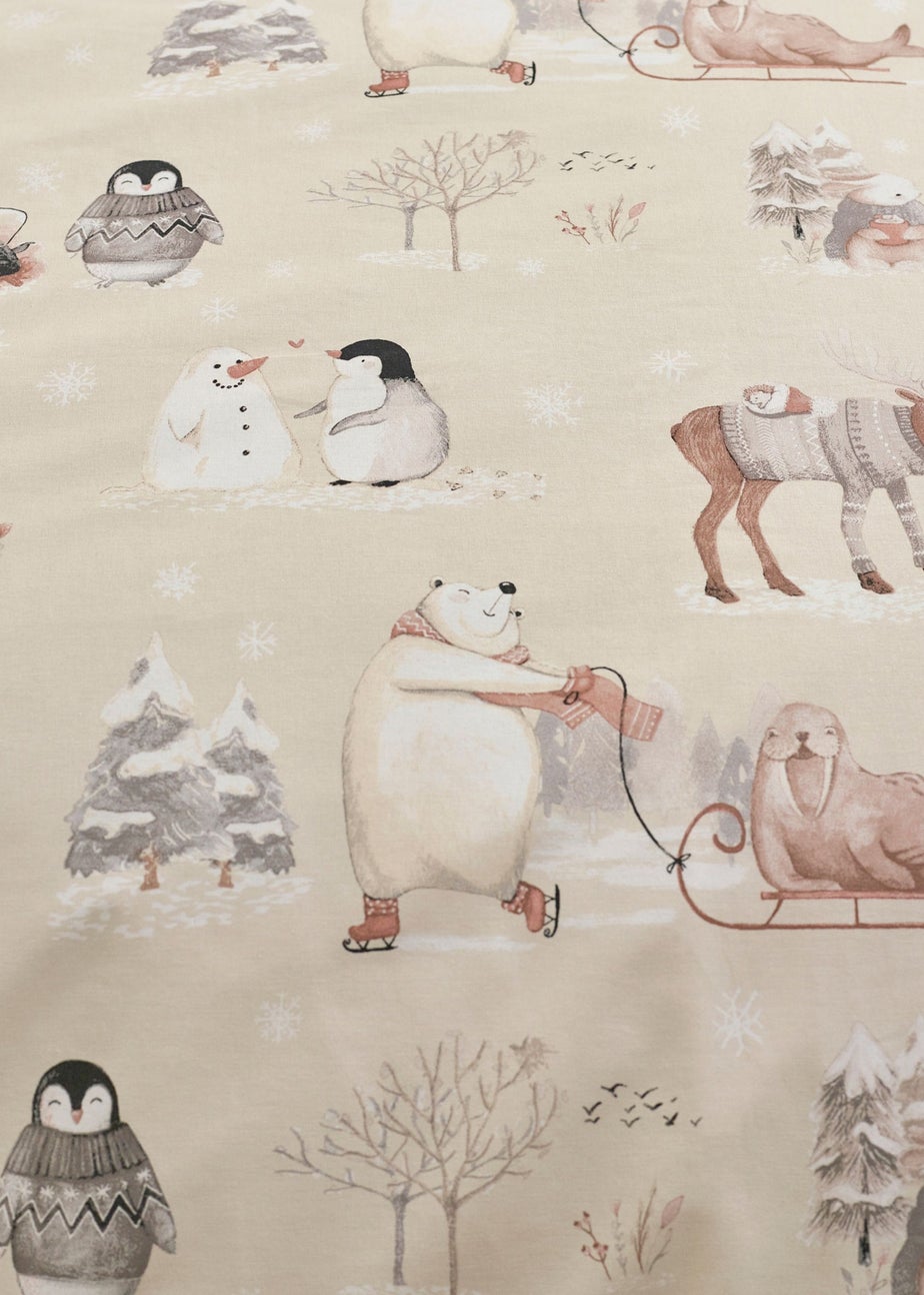 Catherine Lansfield Winter Friends Sherpa Duvet Cover Set Natural