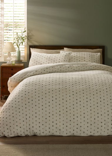 Catherine Lansfield Cosy Spot Fleece Duvet Cover Set Cream