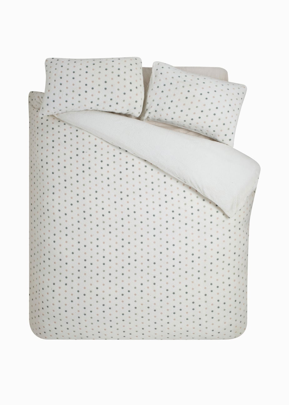 Catherine Lansfield Cosy Spot Fleece Duvet Cover Set Cream