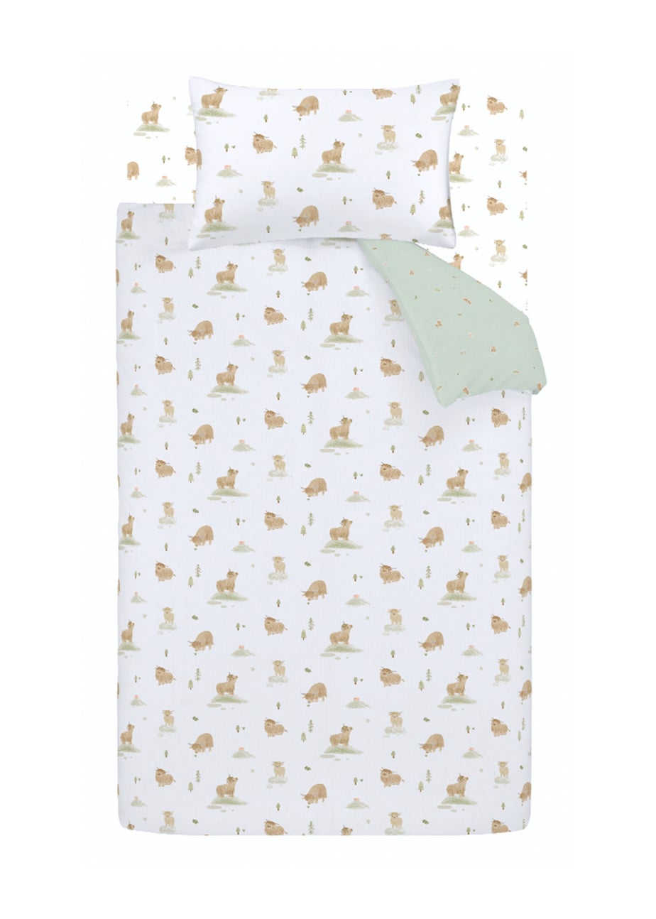 Bianca Fine Linens Mini Moo Cow Reversible Cotton Duvet Cover Set White