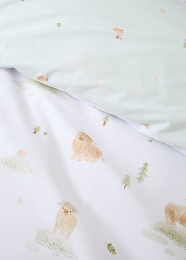Bianca Fine Linens Mini Moo Cow Reversible Cotton Duvet Cover Set White