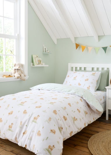 Bianca Fine Linens Mini Moo Cow Reversible Cotton Duvet Cover Set White