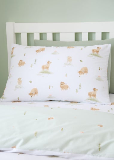 Bianca Fine Linens Mini Moo Cow Reversible Cotton Duvet Cover Set White