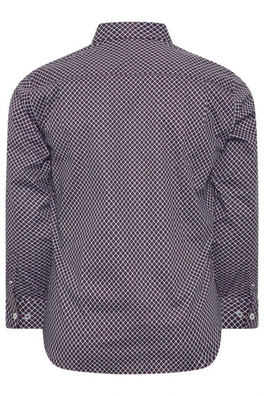 BadRhino Tailoring Navy Blue & Red Geometric Print Formal Shirt