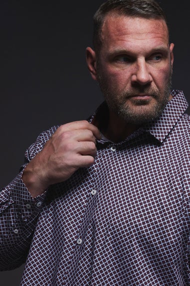 BadRhino Tailoring Navy Blue & Red Geometric Print Formal Shirt