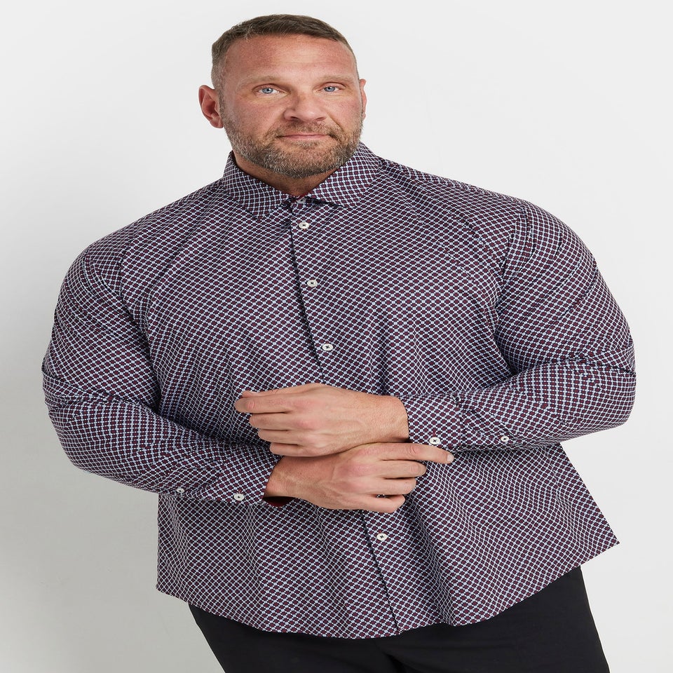 BadRhino Tailoring Navy Blue & Red Geometric Print Formal Shirt