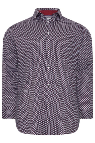 BadRhino Tailoring Navy Blue & Red Geometric Print Formal Shirt