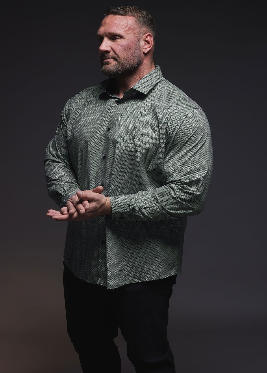 BadRhino Tailoring Green Geometric Print Formal Shirt