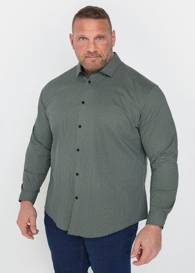 BadRhino Tailoring Green Geometric Print Formal Shirt