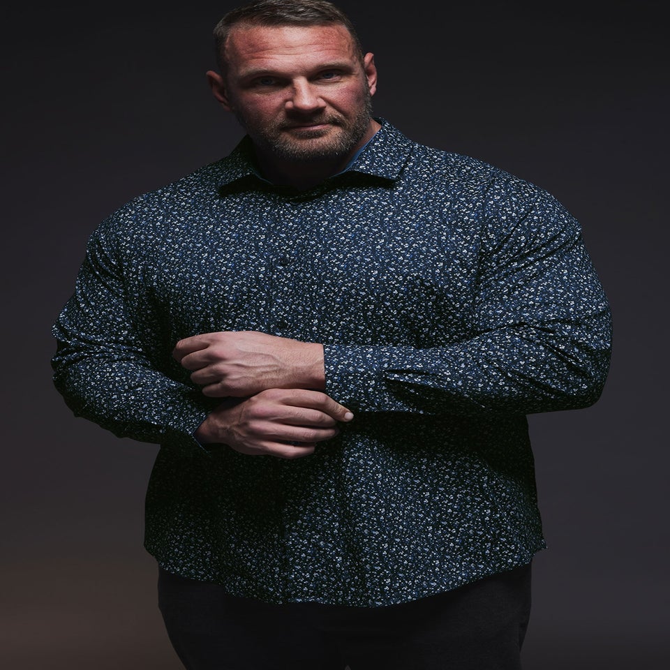 BadRhino Tailoring Navy Blue Micro Floral Print Formal Shirt