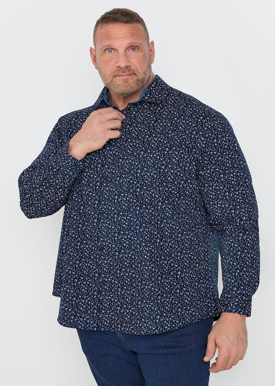 BadRhino Tailoring Navy Blue Micro Floral Print Formal Shirt