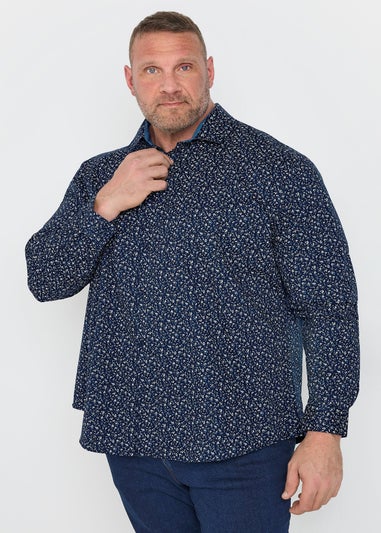 BadRhino Tailoring Navy Blue Micro Floral Print Formal Shirt