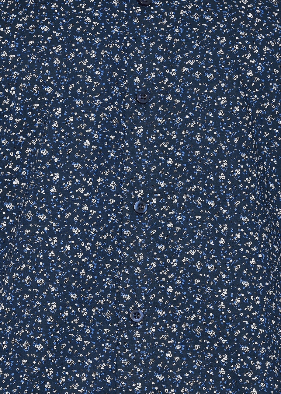 BadRhino Tailoring Navy Blue Micro Floral Print Formal Shirt