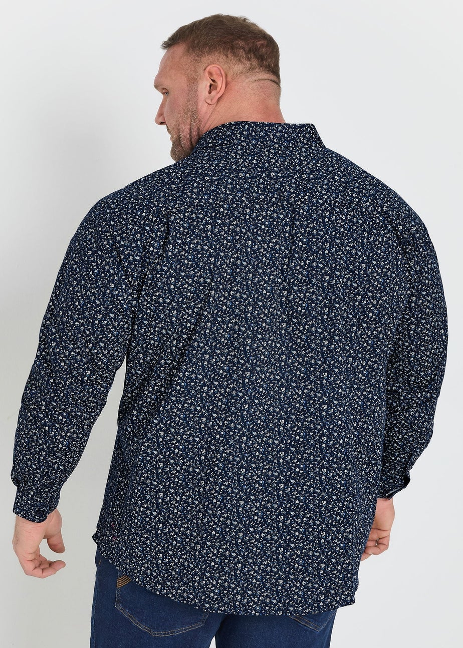 BadRhino Tailoring Navy Blue Micro Floral Print Formal Shirt