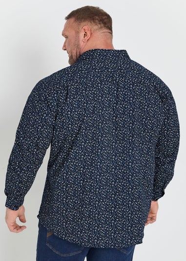 BadRhino Tailoring Navy Blue Micro Floral Print Formal Shirt