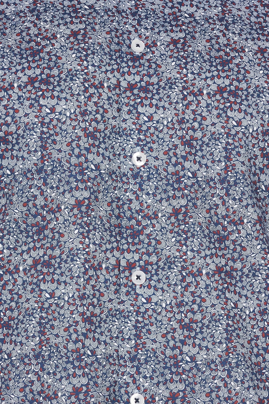BadRhino Navy Blue & Red Floral Print Formal Shirt
