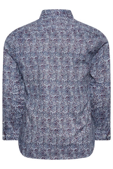 BadRhino Navy Blue & Red Floral Print Formal Shirt