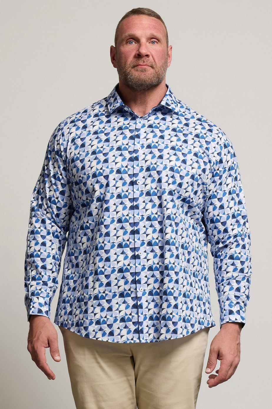 BadRhino Tailoring Light Blue Geometric Long Sleeve Shirt