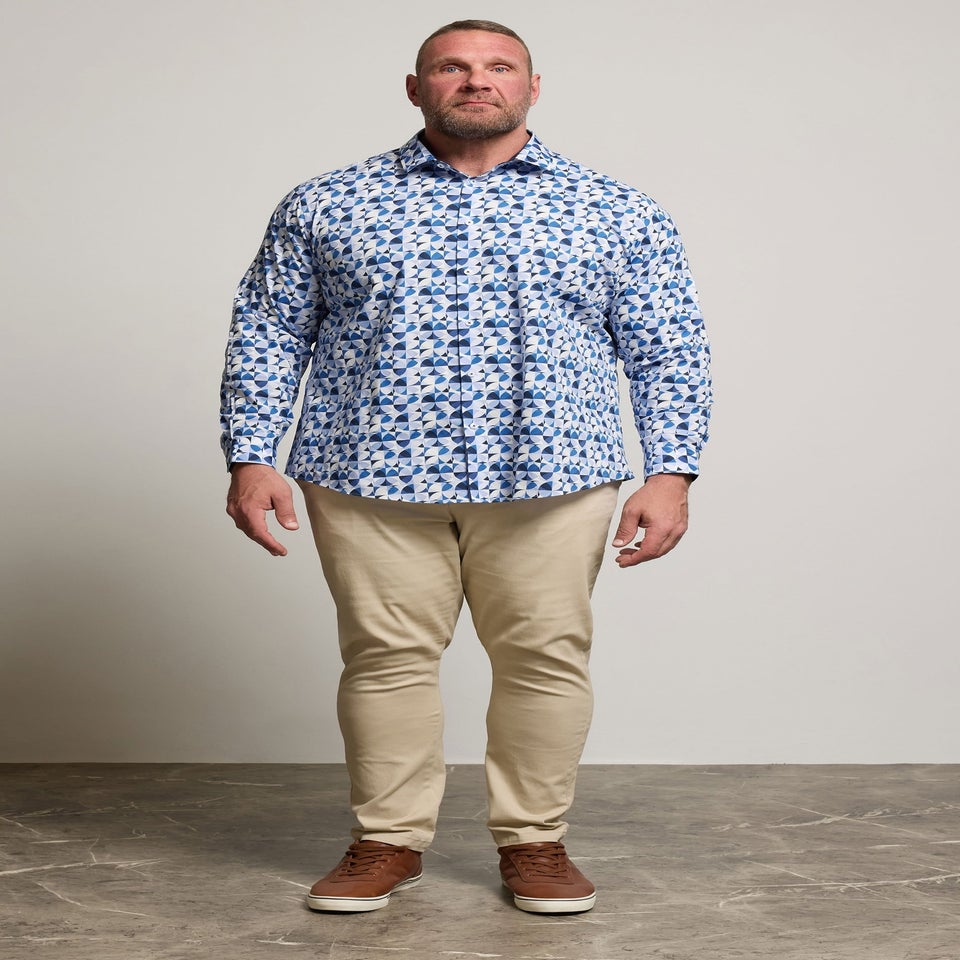 BadRhino Tailoring Light Blue Geometric Long Sleeve Shirt