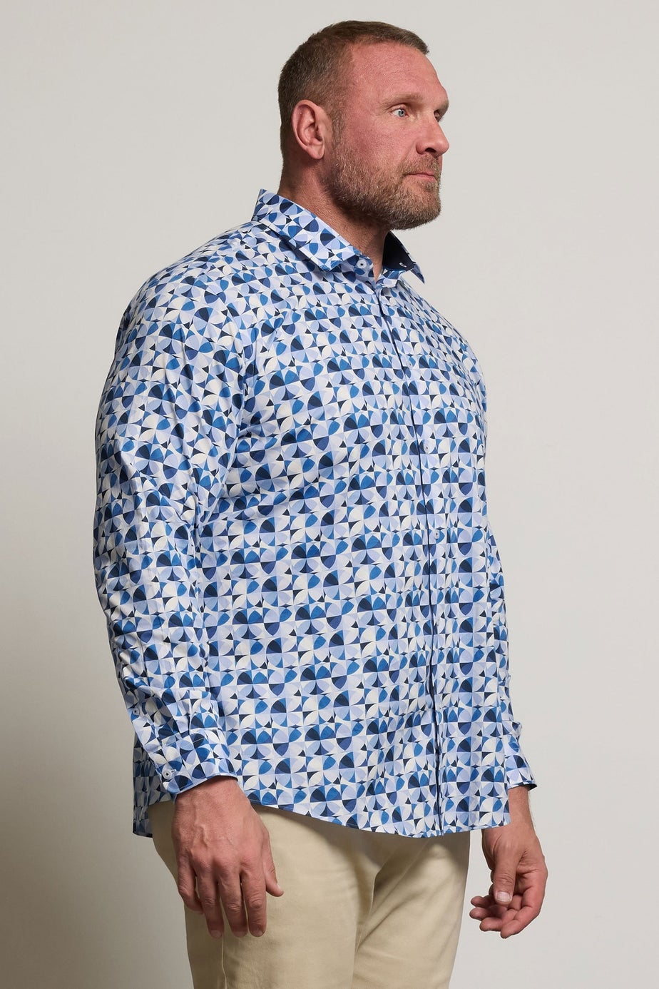 BadRhino Tailoring Light Blue Geometric Long Sleeve Shirt