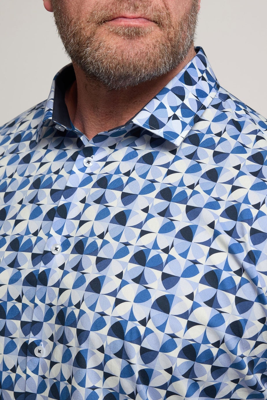 BadRhino Tailoring Light Blue Geometric Long Sleeve Shirt