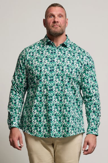 BadRhino Tailoring Green Premium Geometric Long Sleeve Shirt