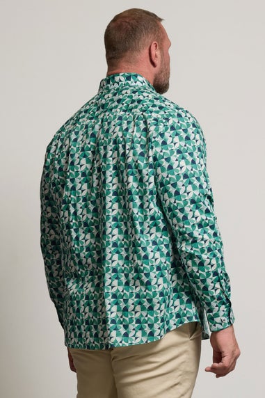 BadRhino Tailoring Green Premium Geometric Long Sleeve Shirt