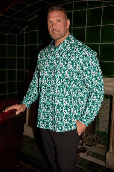 BadRhino Tailoring Green Premium Geometric Long Sleeve Shirt