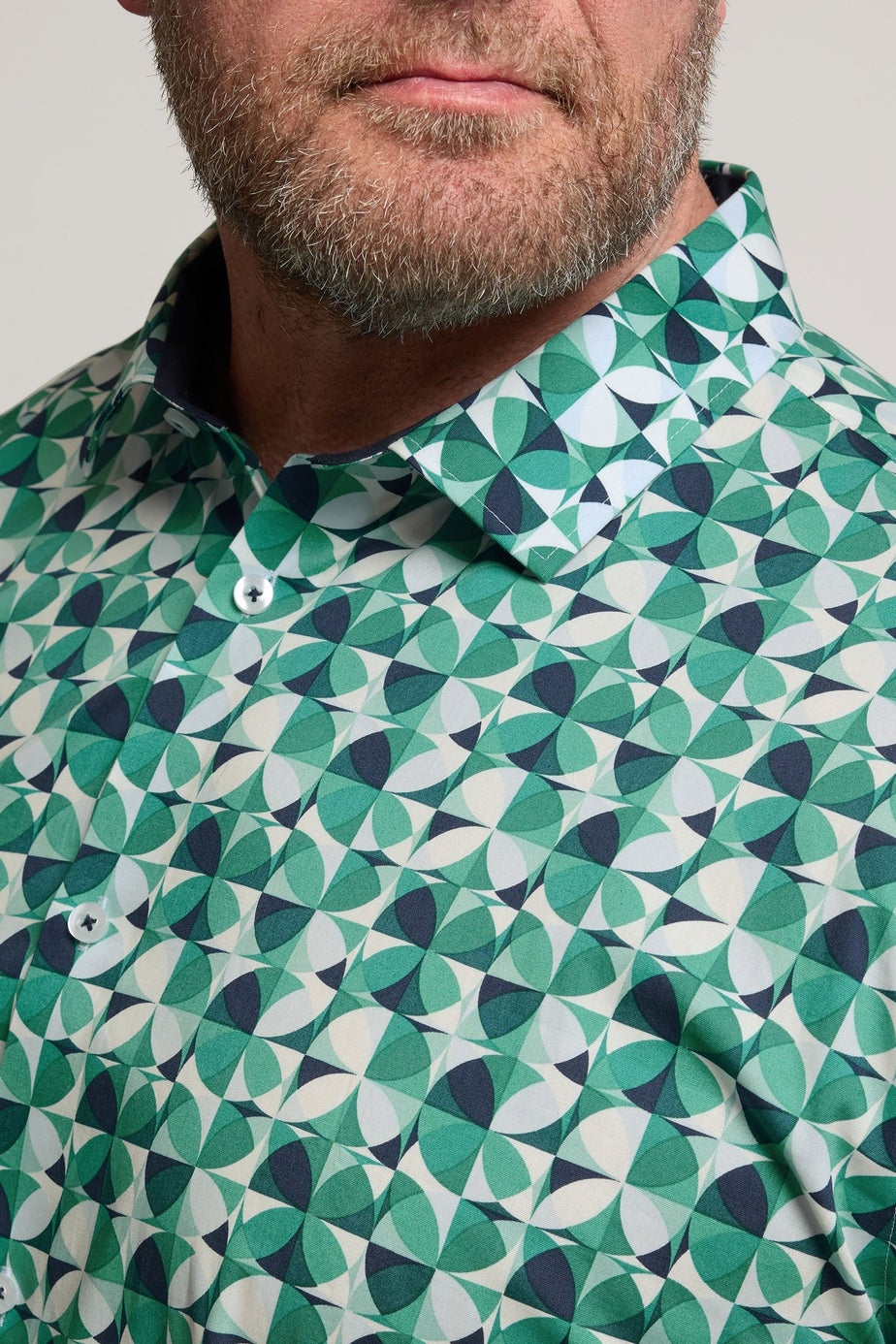 BadRhino Tailoring Green Premium Geometric Long Sleeve Shirt